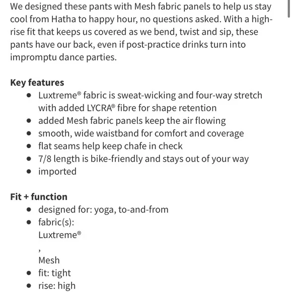 Lululemon High Times Pant *Luxtreme (Mesh) - Picture 6 of 9